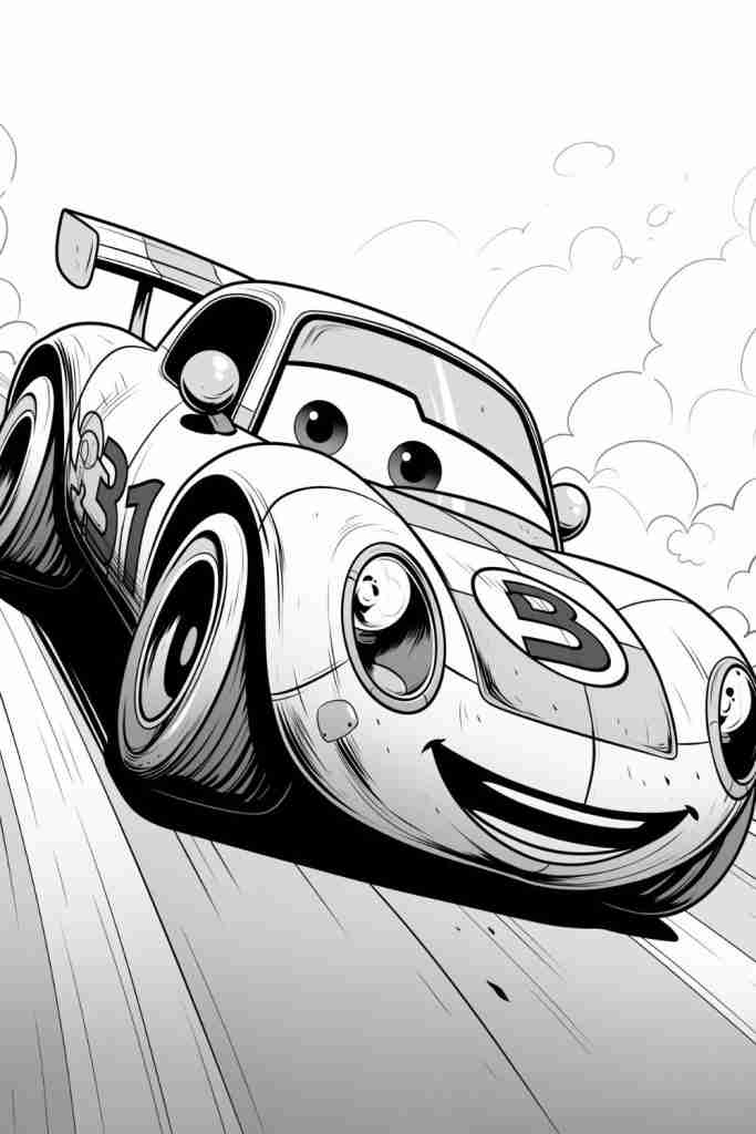 Cartoon Racing Car Coloring Sheet