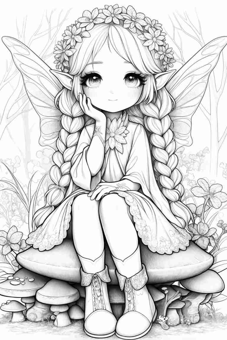 Cute Fairy Coloring Sheet