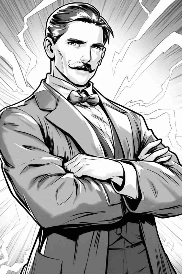 Nikola Tesla - FREE Coloring Page