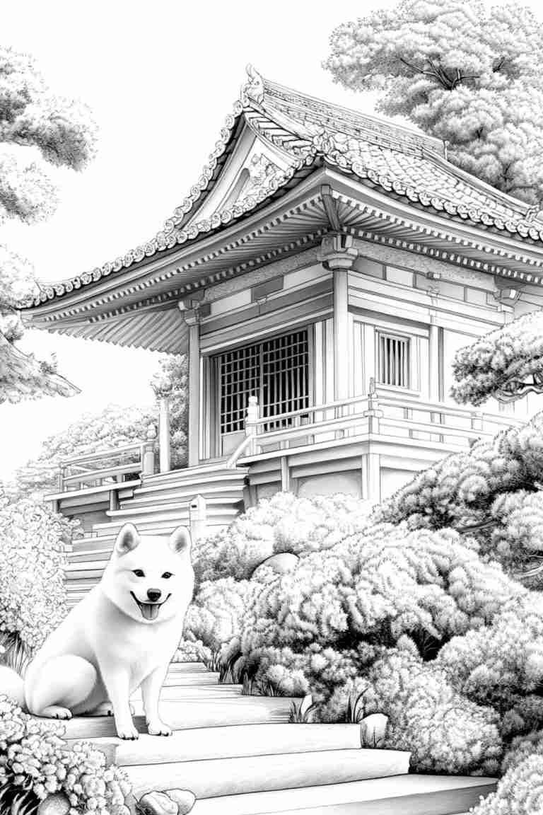 Shiba Inu Coloring Page
