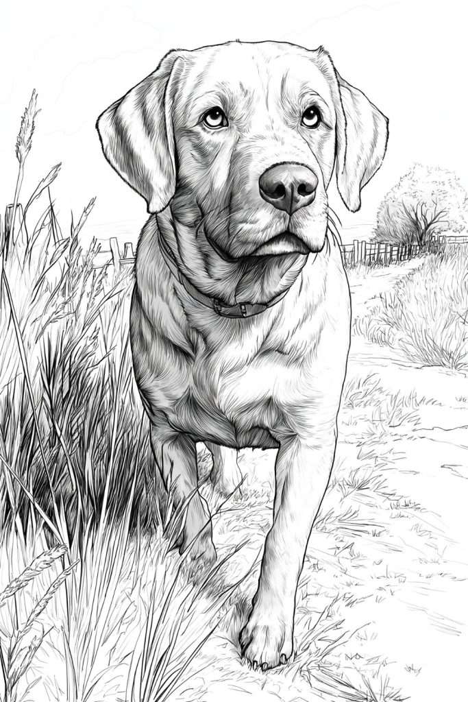 Drawing of Labrador Dog - Coloring Page