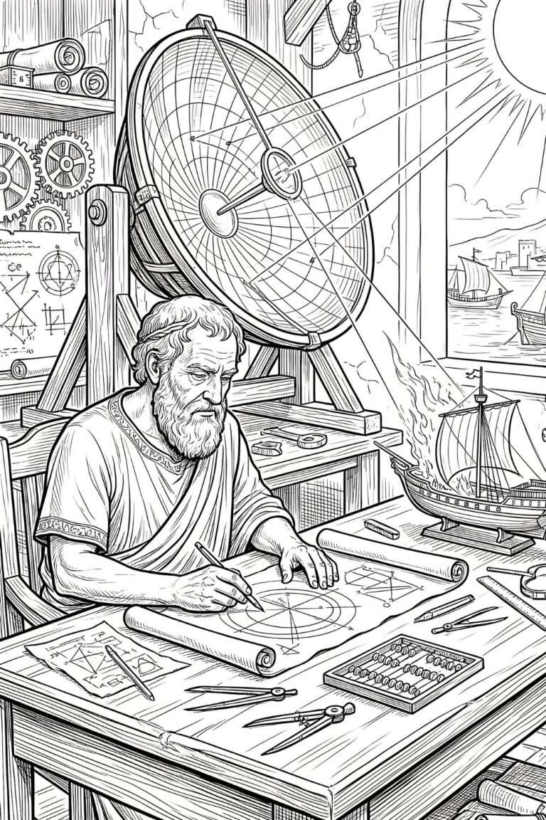 Archimedes drawing to color