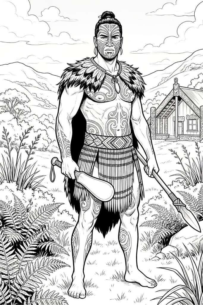 Maori Warrior Coloring Sheet