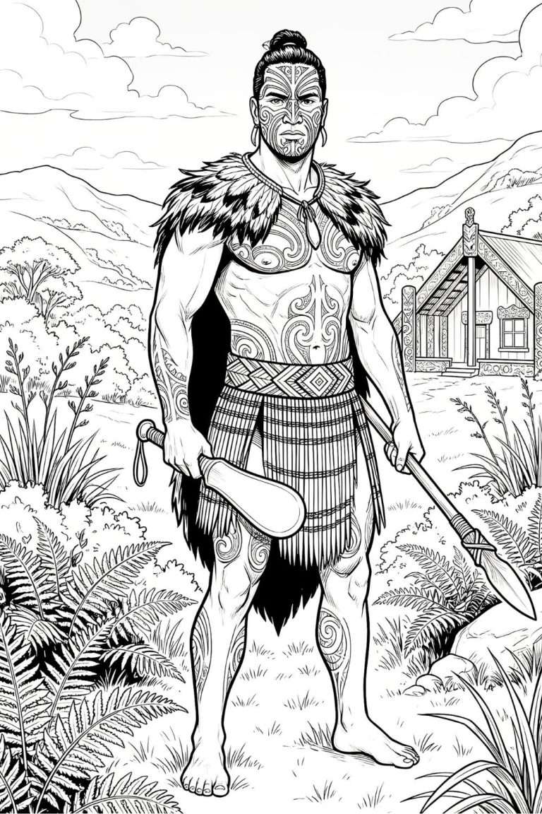 Maori Warrior Coloring Sheet