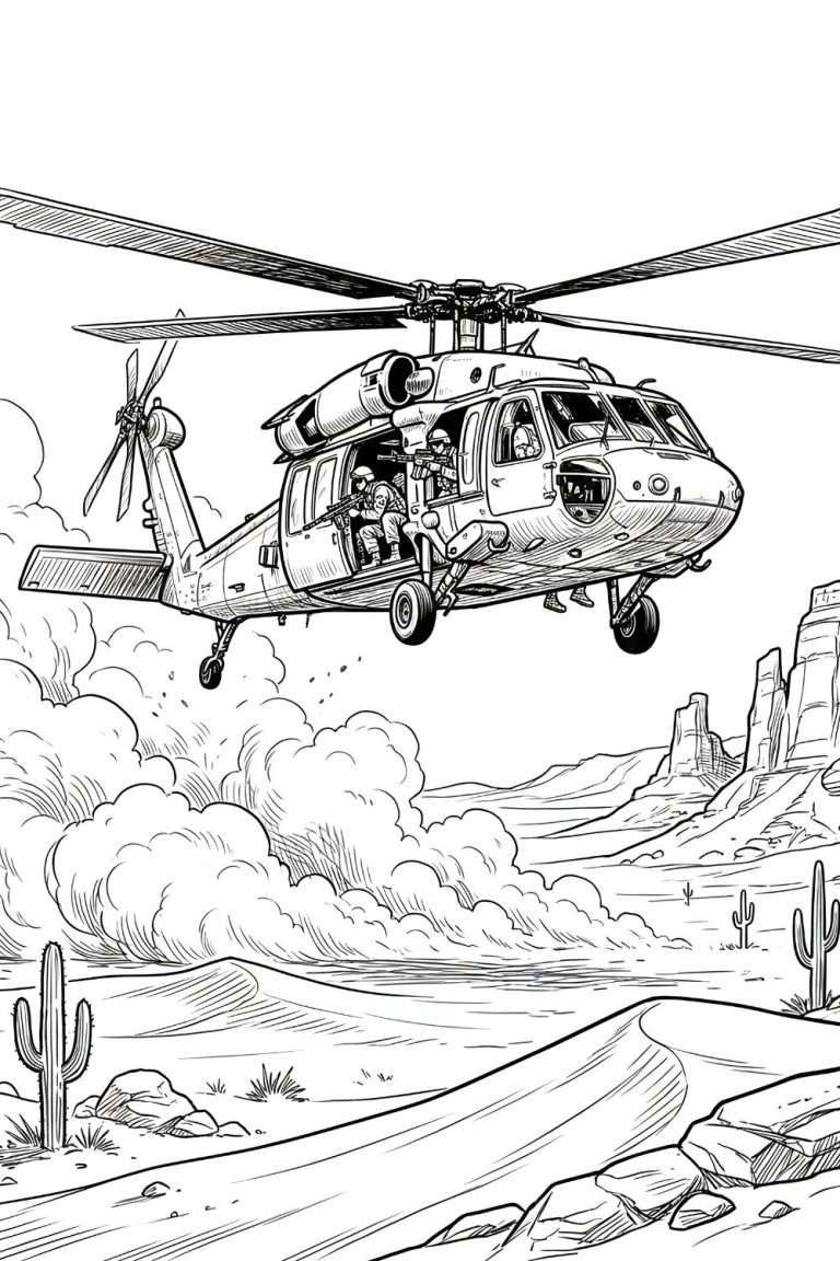 Blackhawk Helicopter drawing to color