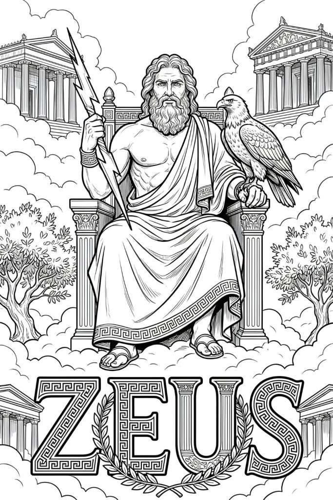 Zeus Greek God - Coloring Page