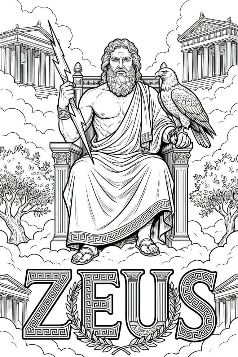 Zeus Greek God - Coloring Page