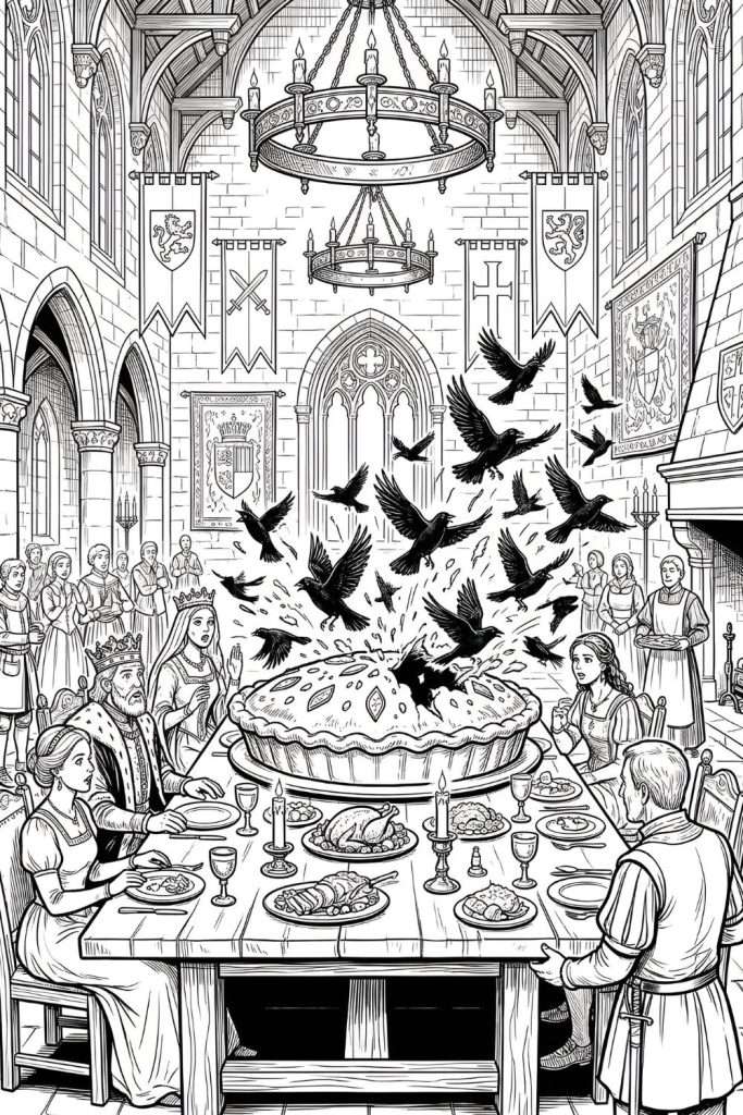 Sing a Song of Sixpence Coloring Page
